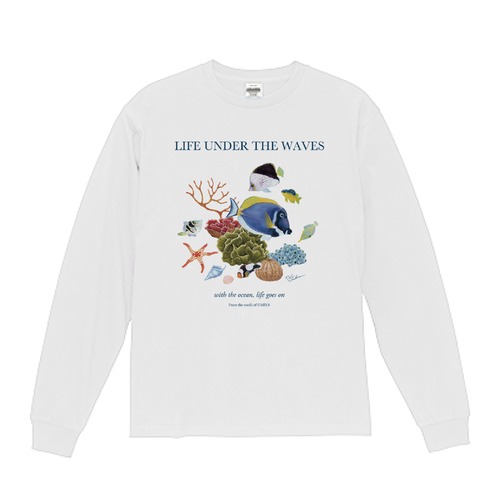 海の生きもの長袖Tシャツ（パウダーブルーサージョンフィッシュ）｜LIFE UNDER THE WAVES Model-03