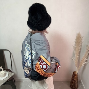 unisex vintage like logo patch MA-1【Gray】