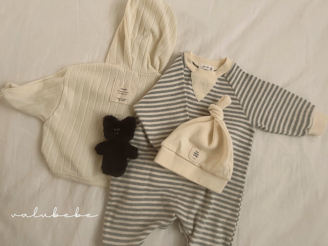【valu bebe】バイカラーボーダースウェットスーツ グレー 60~80cm 240839 - 13
