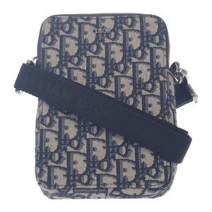 【Christian Dior】クリスチャン ディオール メッセンジャーポーチ オブリーク ジャガード 2ESBC265YSE_H05E ショルダーバッグ キャンバス レザー ネイビー ベージュ レディース メンズ【バッグ】