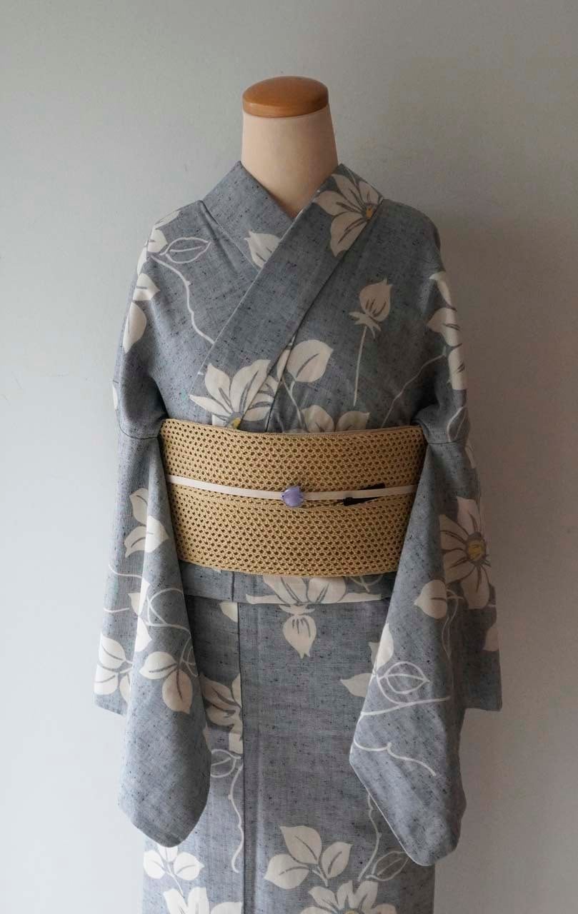 つゆくさ・半幅帯】飴色地 透かし織り 半幅帯 | 大山キモノ・ちぇら