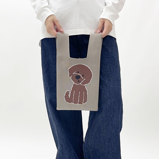 【JIN KITAMURA】KNIT MINI MARCHE BAG  ブラウンプードル ニット ミニマルシェバッグ