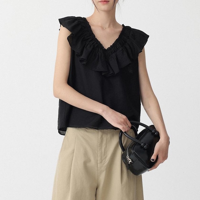 V-neck ruffle blouse