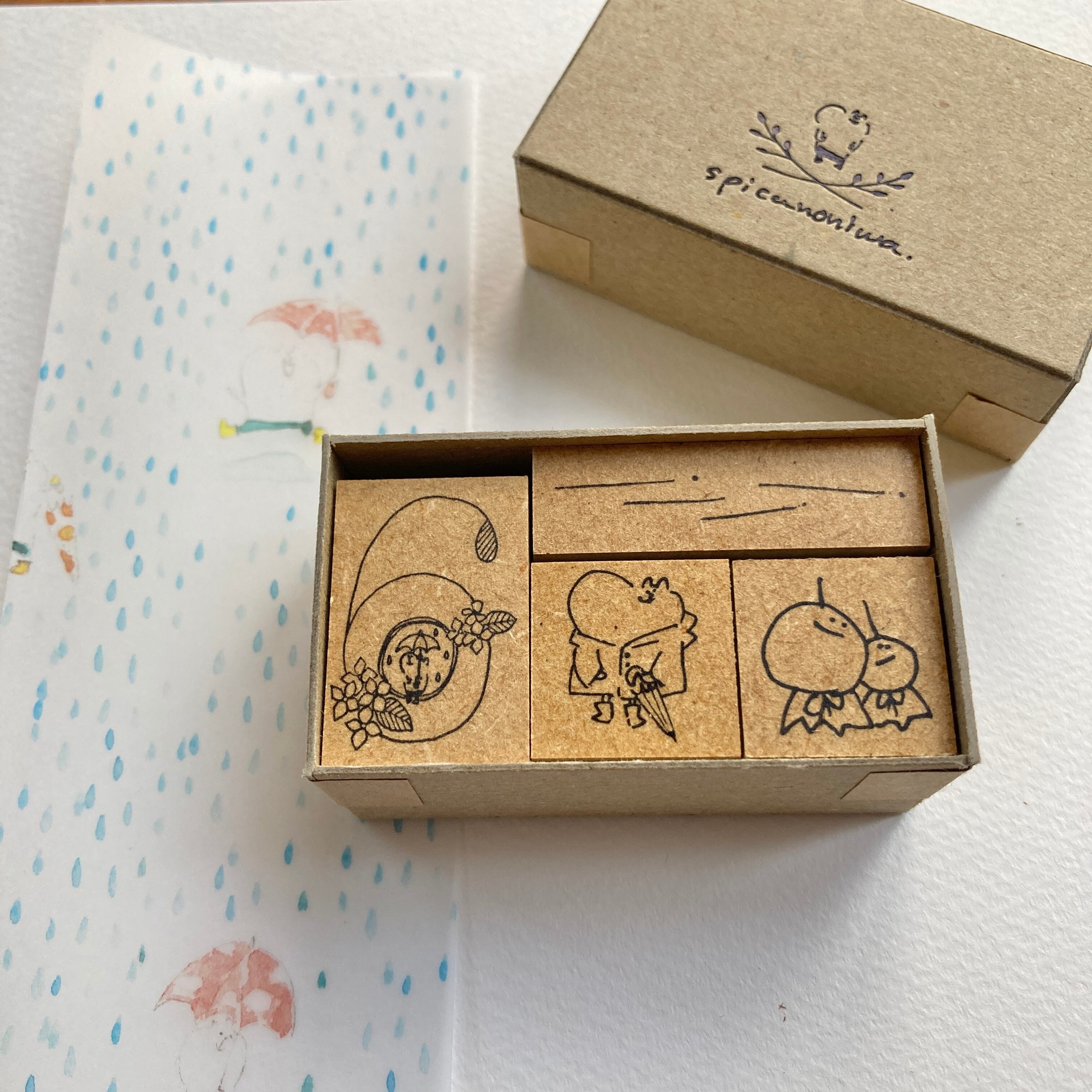 MS10 spicaの庭・muuちゃんのはんこ”6月の雨の日セット(数字セット⑥)”