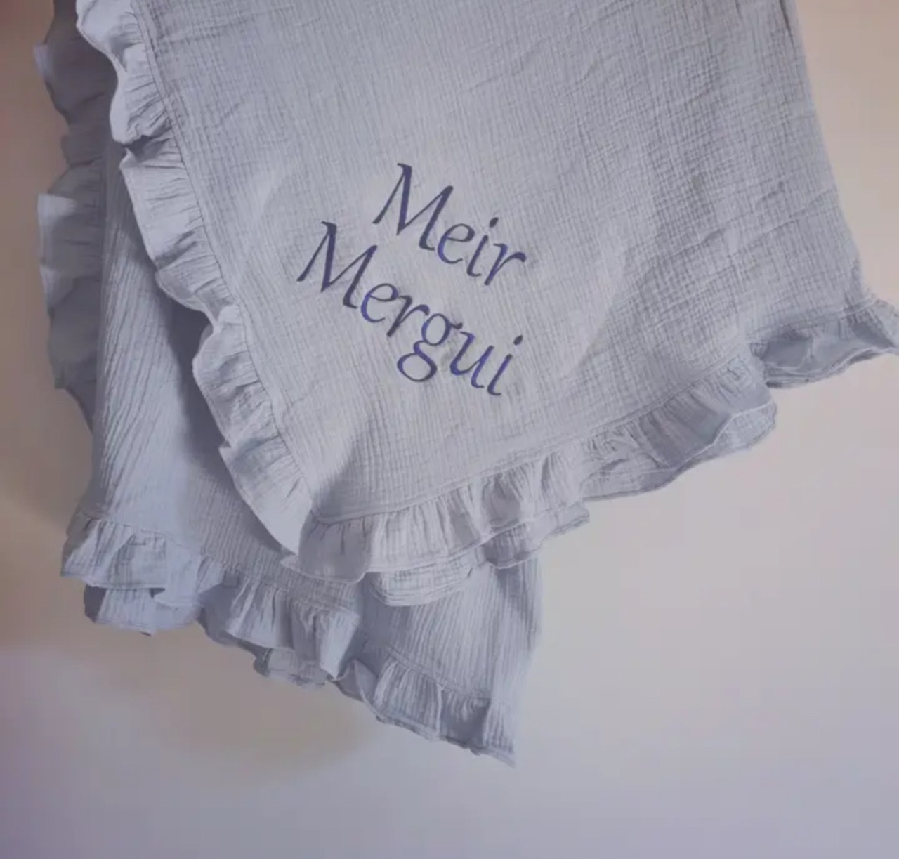 予約【pecoramouselect】コットンブランケット(フリンジタイプ/フリルタイプ) ＊name入り