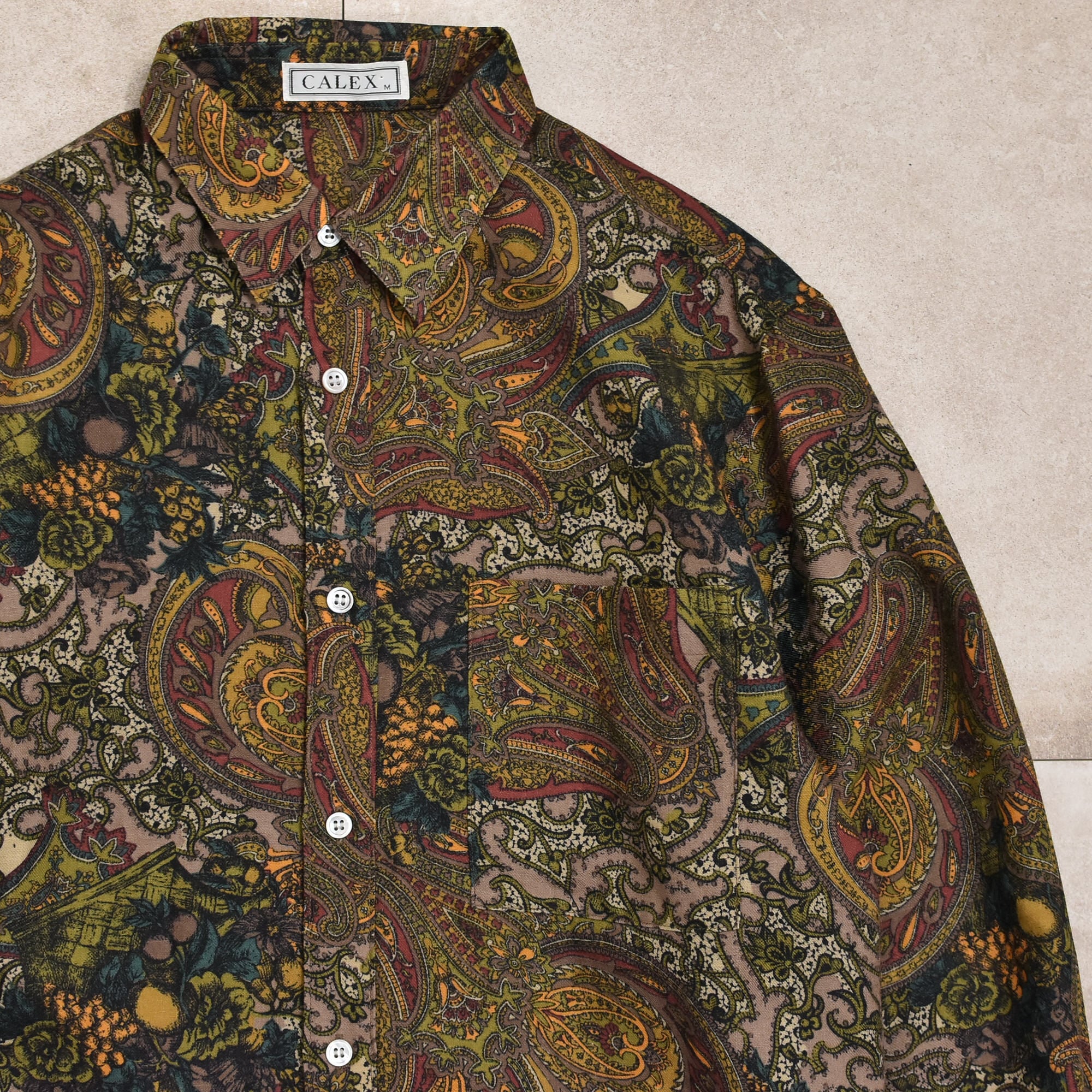 80~90s Paisley pattarn wool shirt Jp vtg