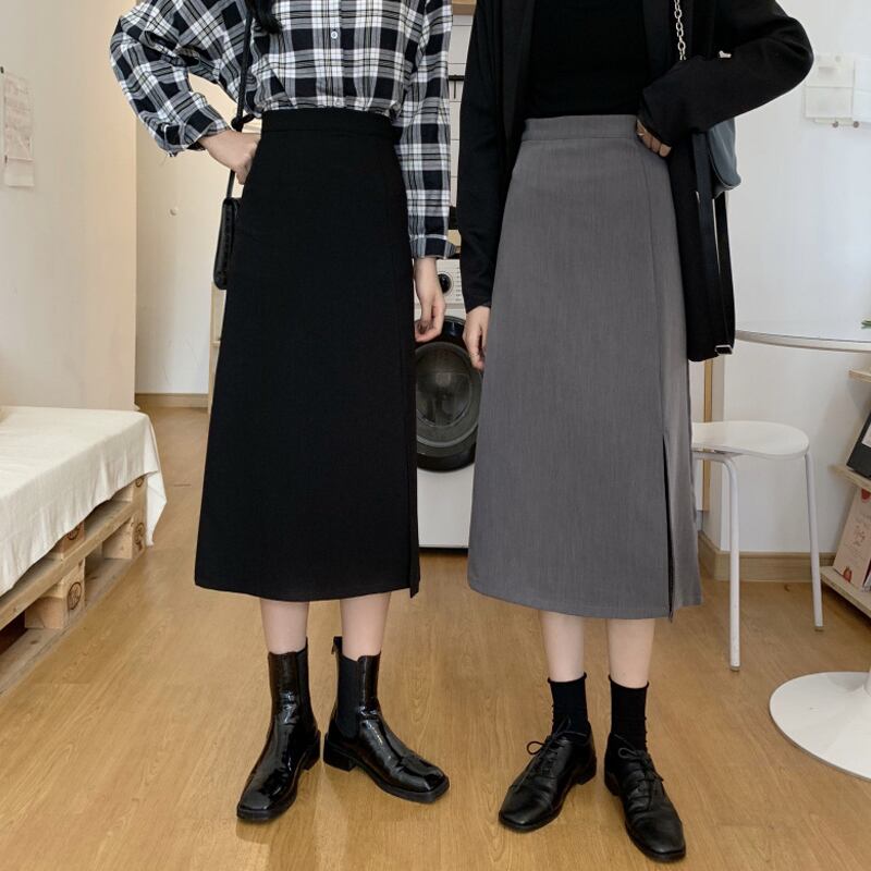 ウェストスカート ブラックオータムAライン 秋物 試着室76088538385