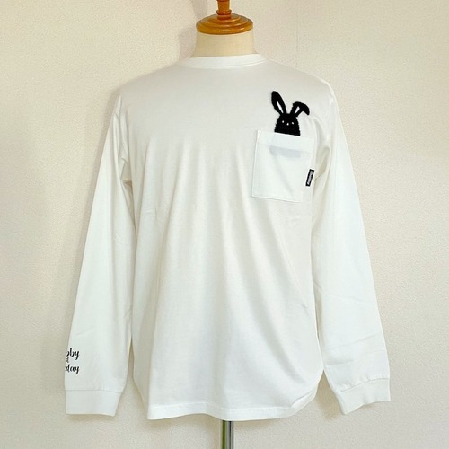 Shabby Chenille Embroidery Pocket L/S T-shirts　Off White