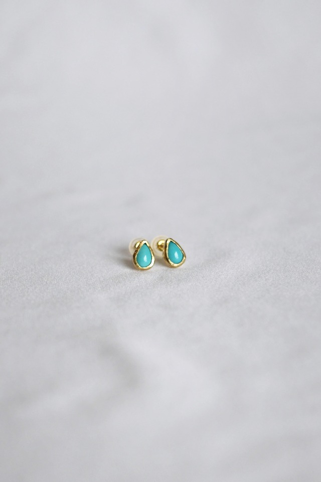 K18 Seed Turquoise Studs Earrings  18金 種ターコイズスタッズピアス