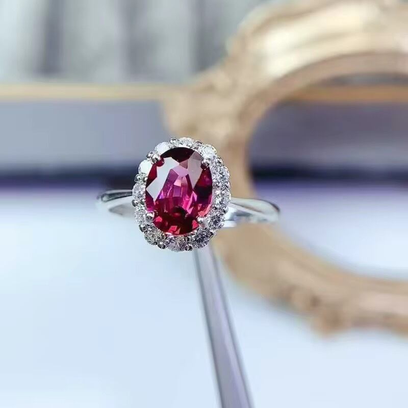 garnet〗天然 ピンク ガーネット ローゼライト ゴージャス 扇 指輪