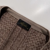 カシミヤ Alpha アルファ デザイン編み ウールニット カーディガン サイズ M /ブラウン×ベージュ/メンズ