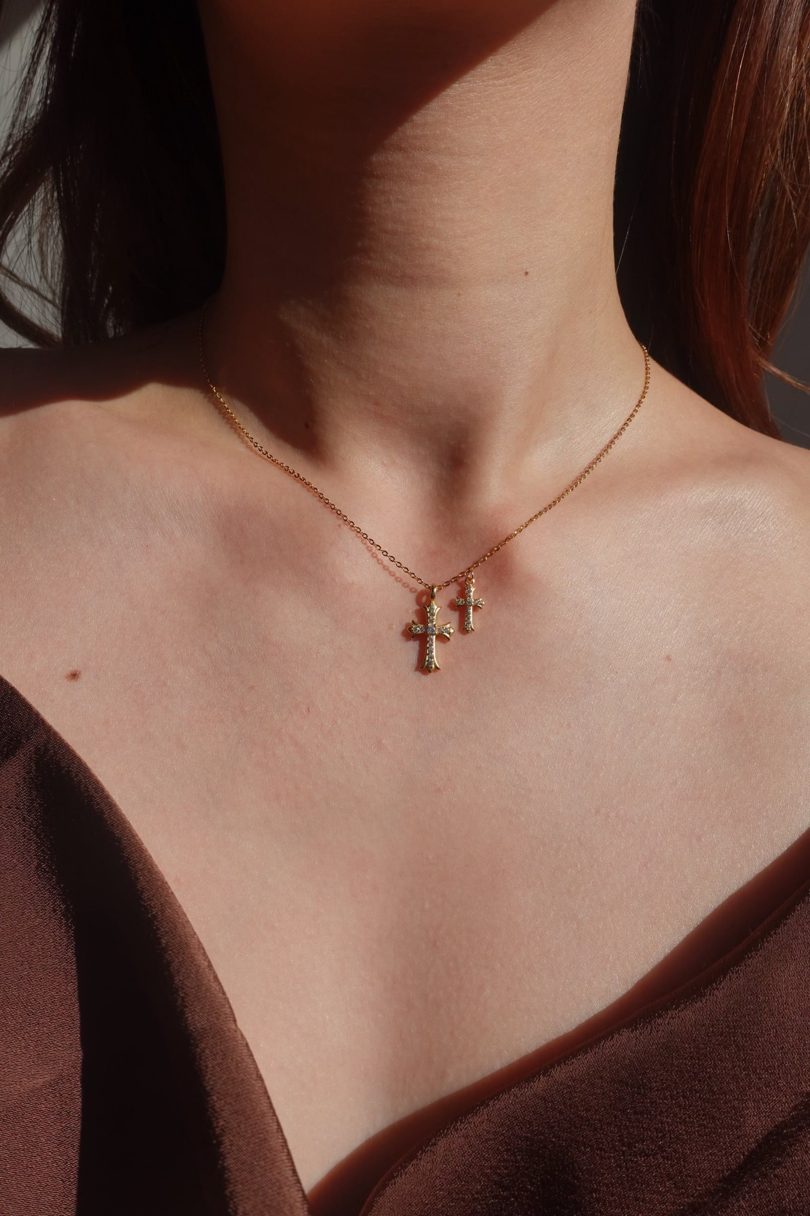 Twin Crosses Necklace | 金属アレルギー対応のアクセサリー crea.jewelry