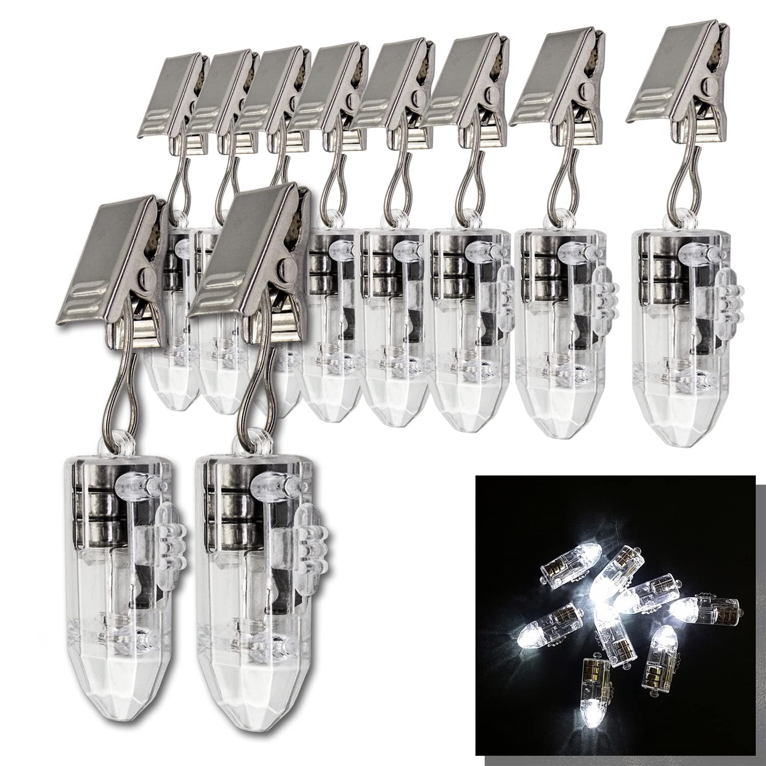 【新着特価】10個セット ロープ LED ライト 祭り 豆電球 転倒防止 ledライト パーティー・テント・庭などに最適 電池付属 (ホワイト)