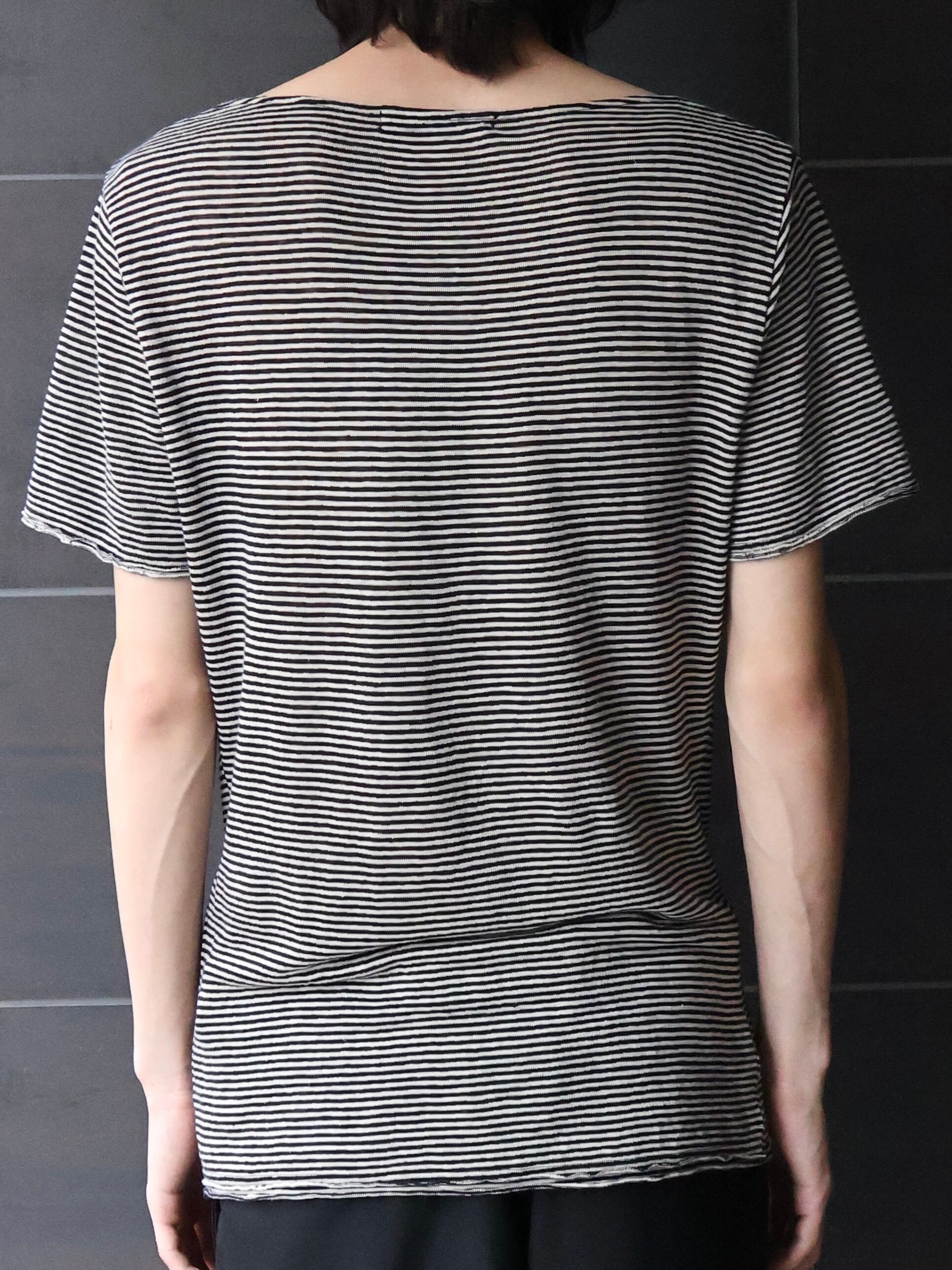 5351 pour les homme】drape neck border top | blendmarket