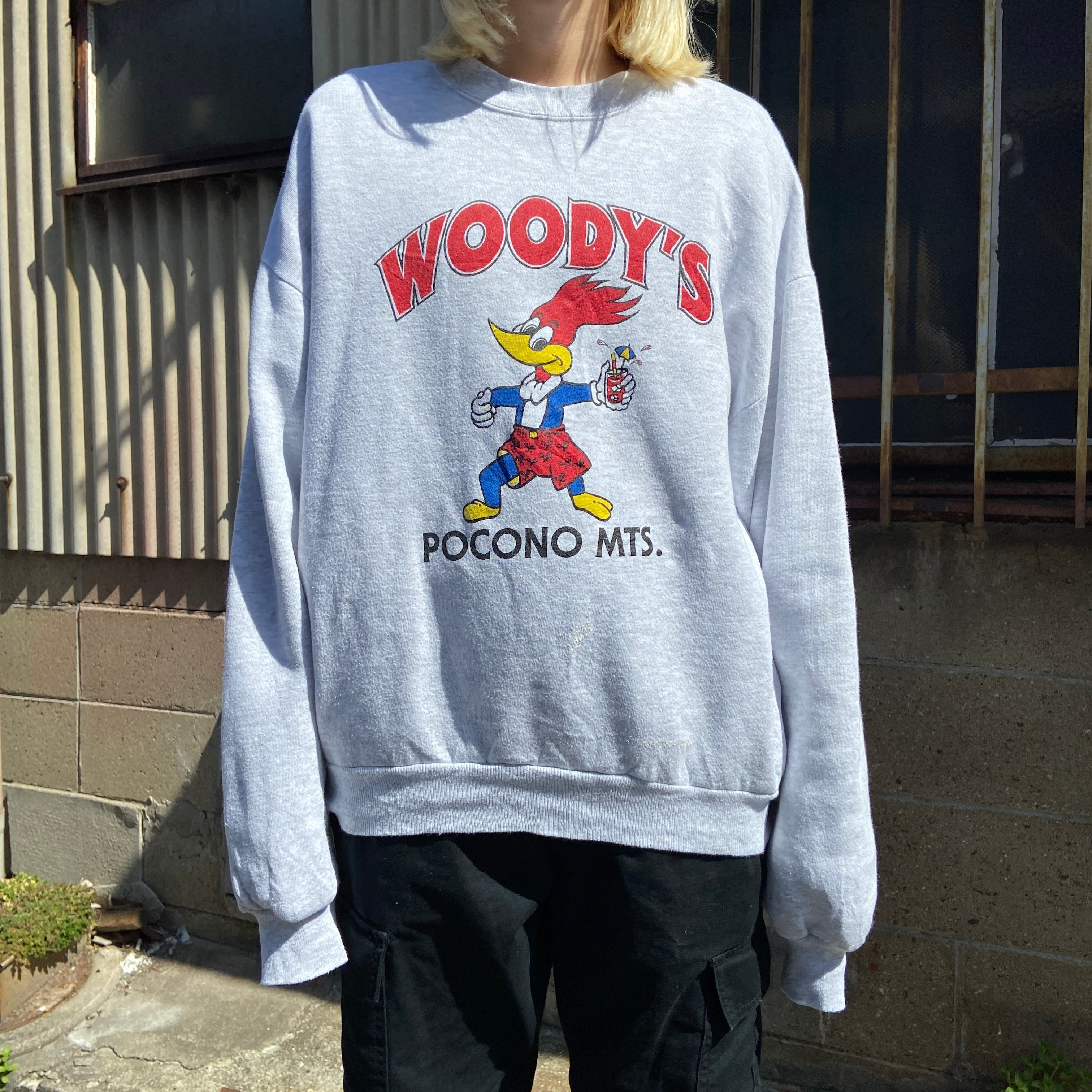 【1987年USA製】トラッカートラック Tracker スウェット ビンテージ 古着 90s USA製 Russell WIDENER ウィングフット 3段 カレッジ