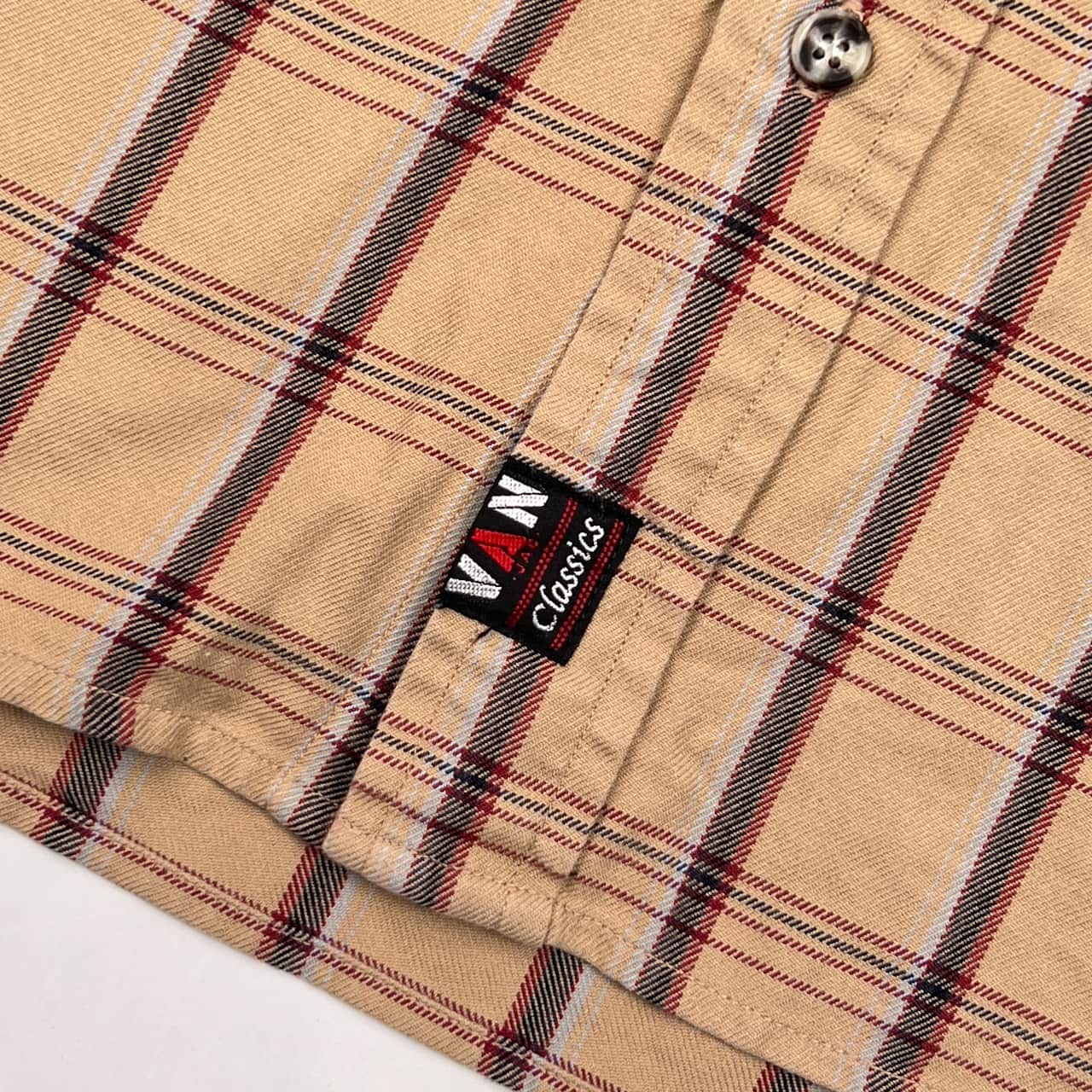 VAN JAC ヴァンヂャケット チェック BD ボタンダウン 長袖シャツ L/ベージュ メンズ
