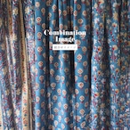 ブロックプリント生地【50cm単位】インド綿 花柄 ブルー×赤ー×ベージュ #56325-BL1