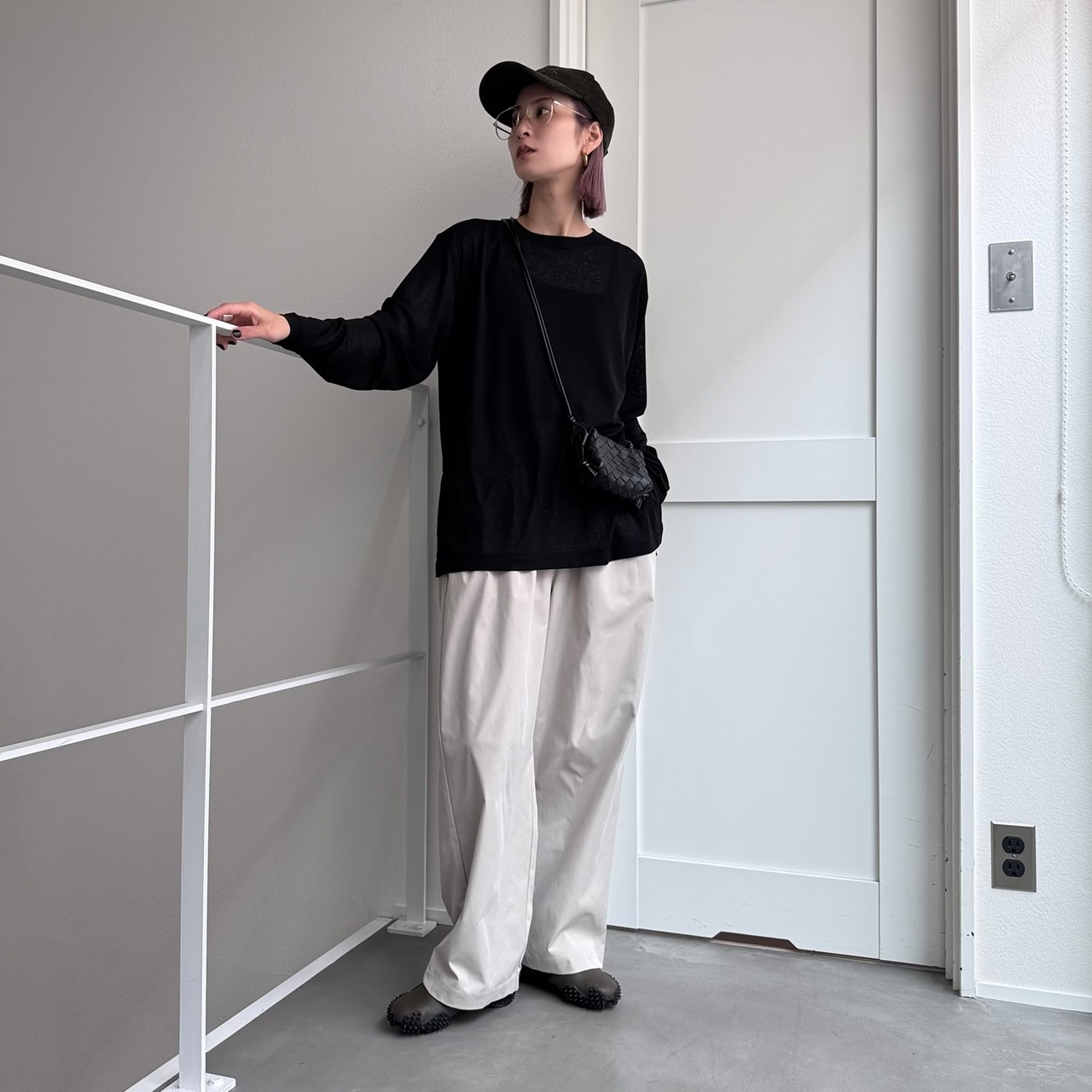 シアーリラクシークルーネックCS/ブラック