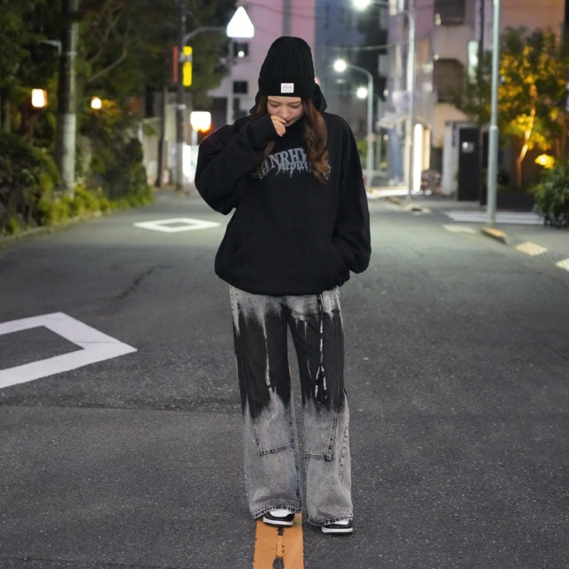 GINRHYMES/"HORROR  LOGO"HOODIE/BLACK