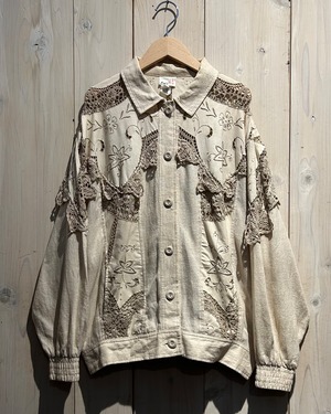 【a.k.a.C.a.k.a vintage】Flower Embroidery × Race Vintage Loose Jacket