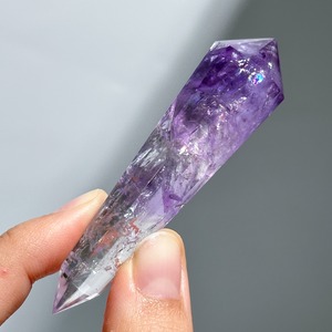 【ハイクオリティ】透明感・虹◎バイーア州産ファントムアメジスト ダブルターミネイテッド01◇Phantom Amethyst  ◇ 天然石・鉱物・パワーストーン