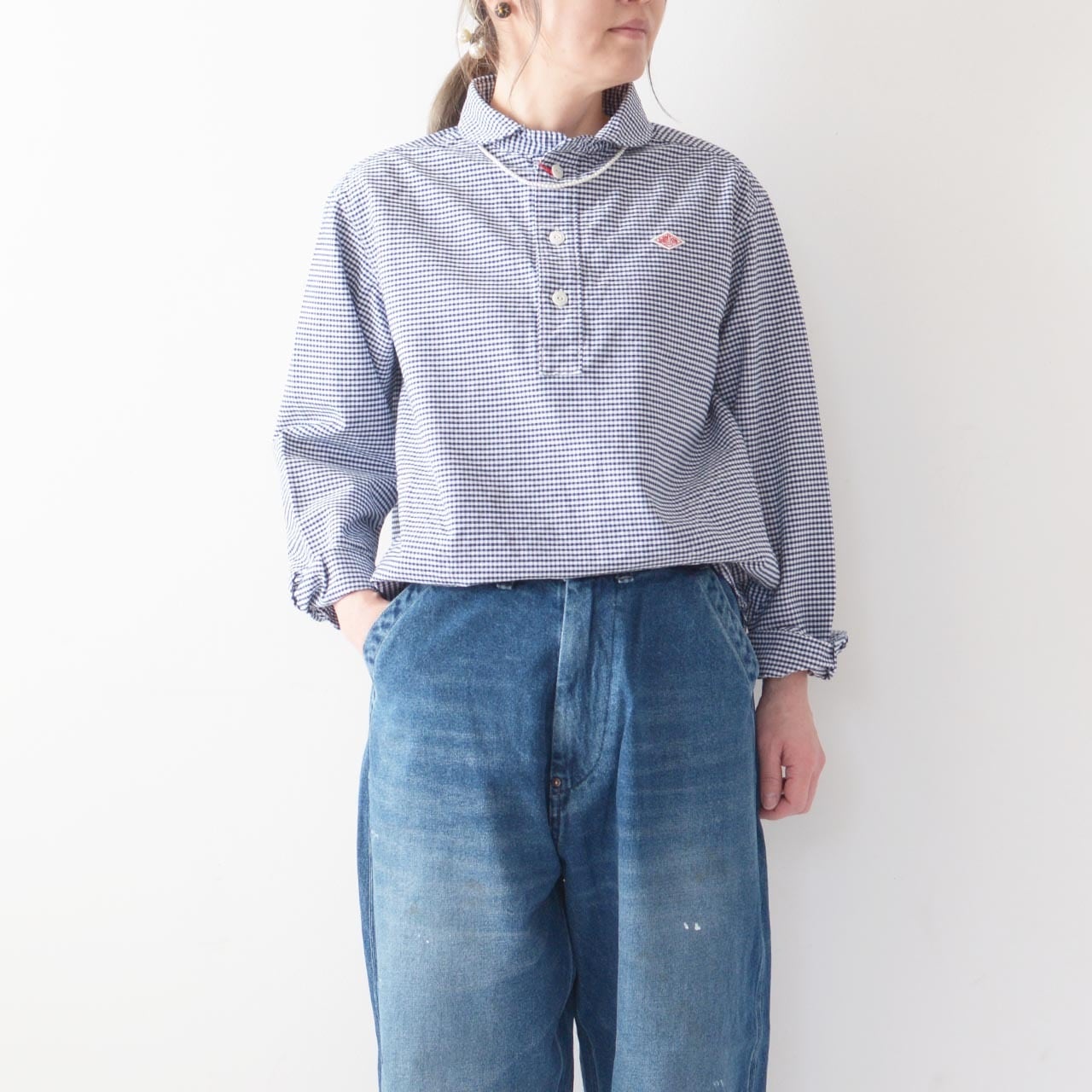 DANTON [ダントン] W OXFORD ROUND COLLAR PULLOVER SHIRT PATTERN [DT