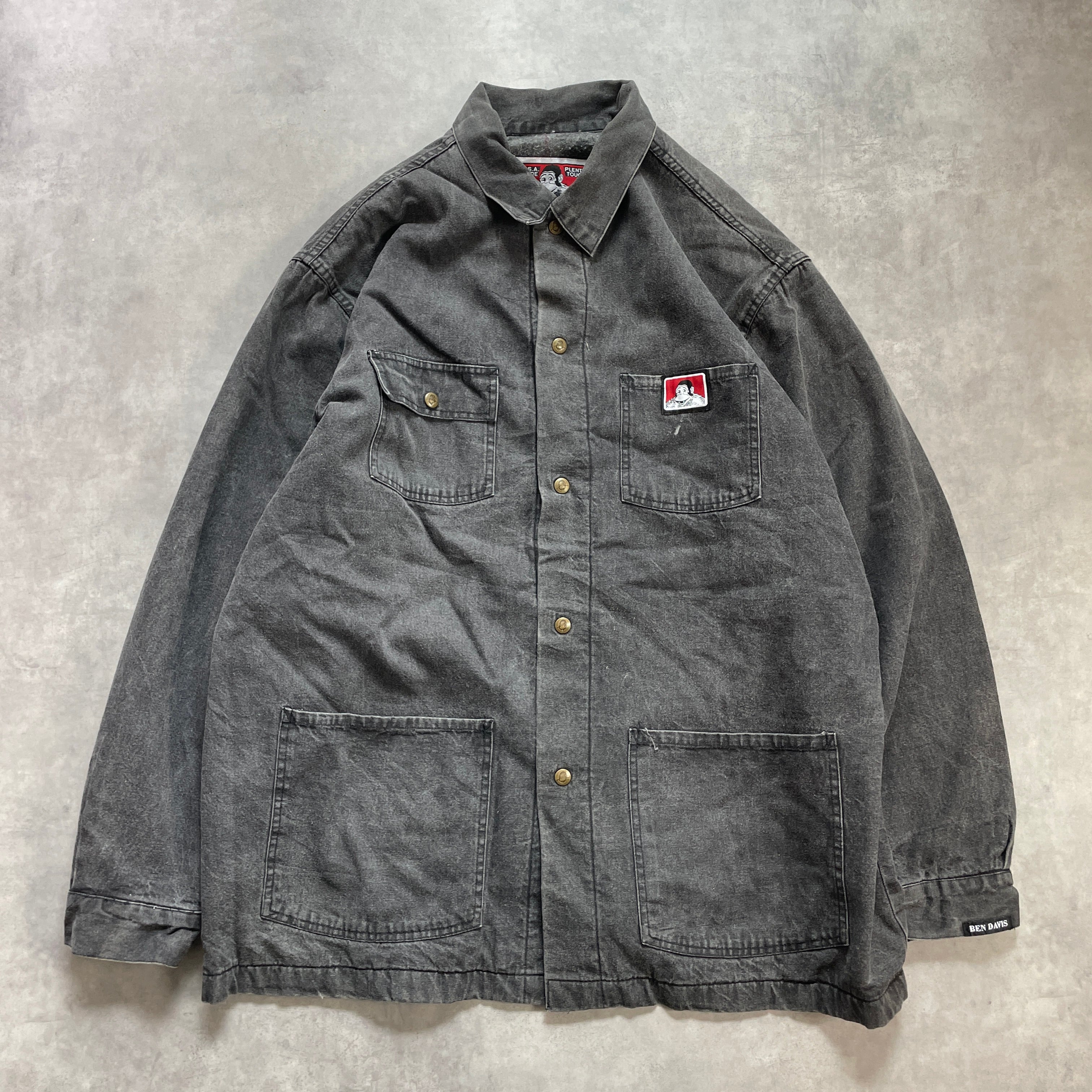 90s old BEN DAVIS カバーオール ブラック ペンキvintage ベンデイビス ペンキ