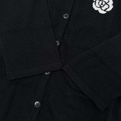 INGEBORG インゲボルグ タグ付き お花デザイン 七分袖 コットン ニットカーディガン 11/ブラック