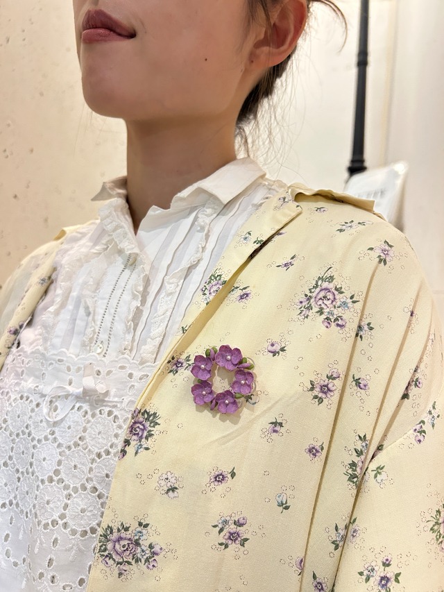 40's purple flower white  gown