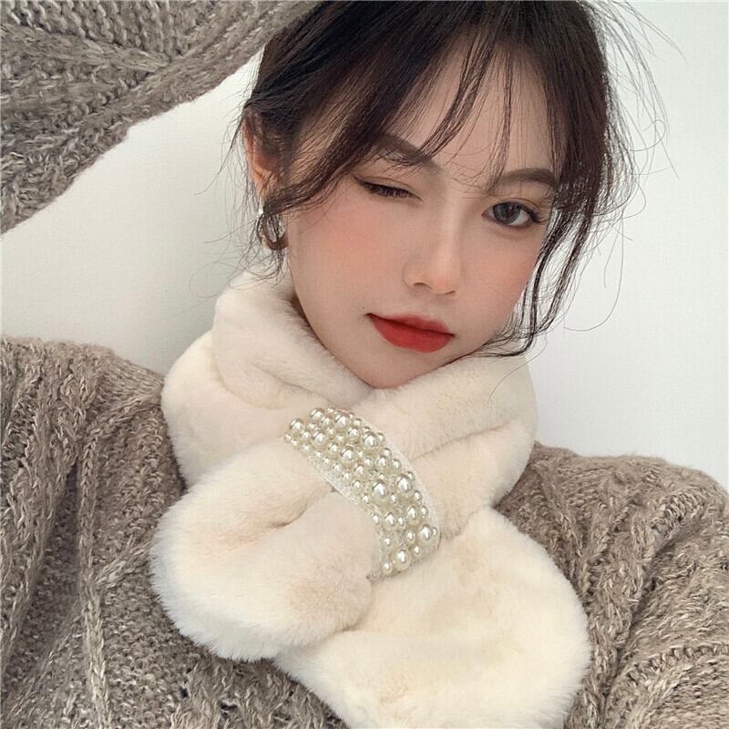 ファースカーフ ウィンター 冬物 ブラックストロベリース40358829218