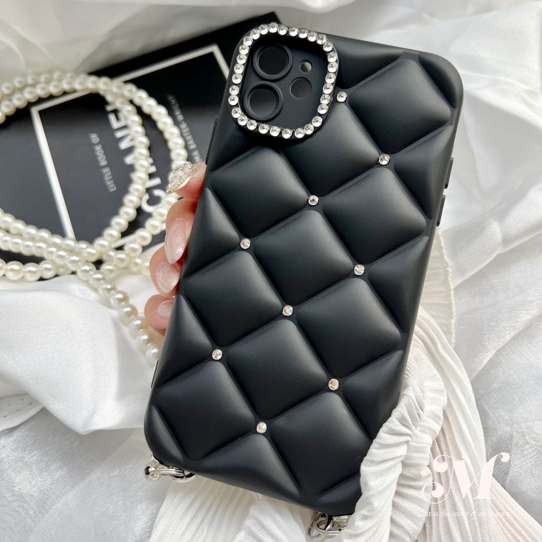 グリッドダイヤ♡ショルダーブラックストーンiPhoneケース | Matey