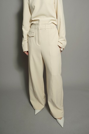 SIDE BELT WIDE PANTS  (CREAM) 2401-85-712PT