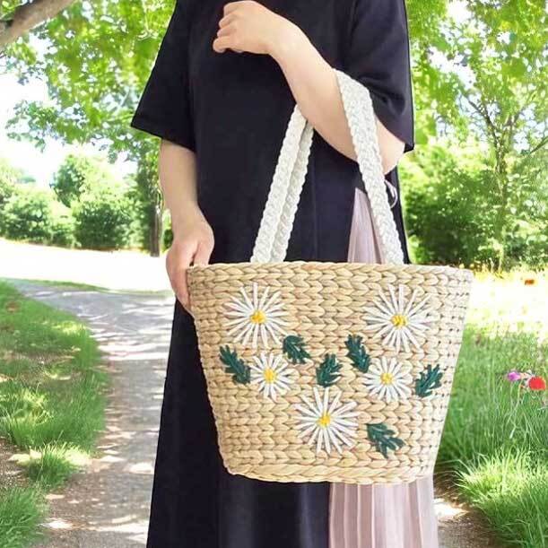 マーガレット刺繍ウォーターヒヤシンス バッグ (WHB-822