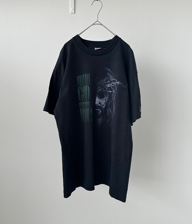 -JESUS CHRIST- Vintage 90s L Print T-shirt made in USA
