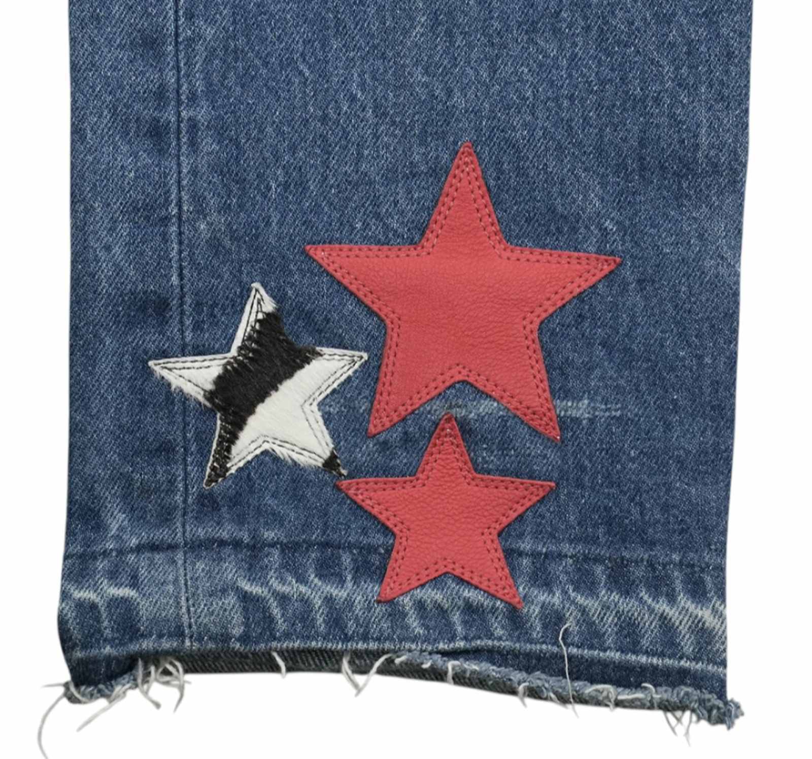 クロムハーツ  リーバイス サイズ:32インチ  U VNTG JEAN PRPL RED TAB クロスボールボタンカラーデニムパンツ 中古 OK15 クロムハーツ U VNTG JEAN WH/RED TAB ハラコレザークロスパッチ