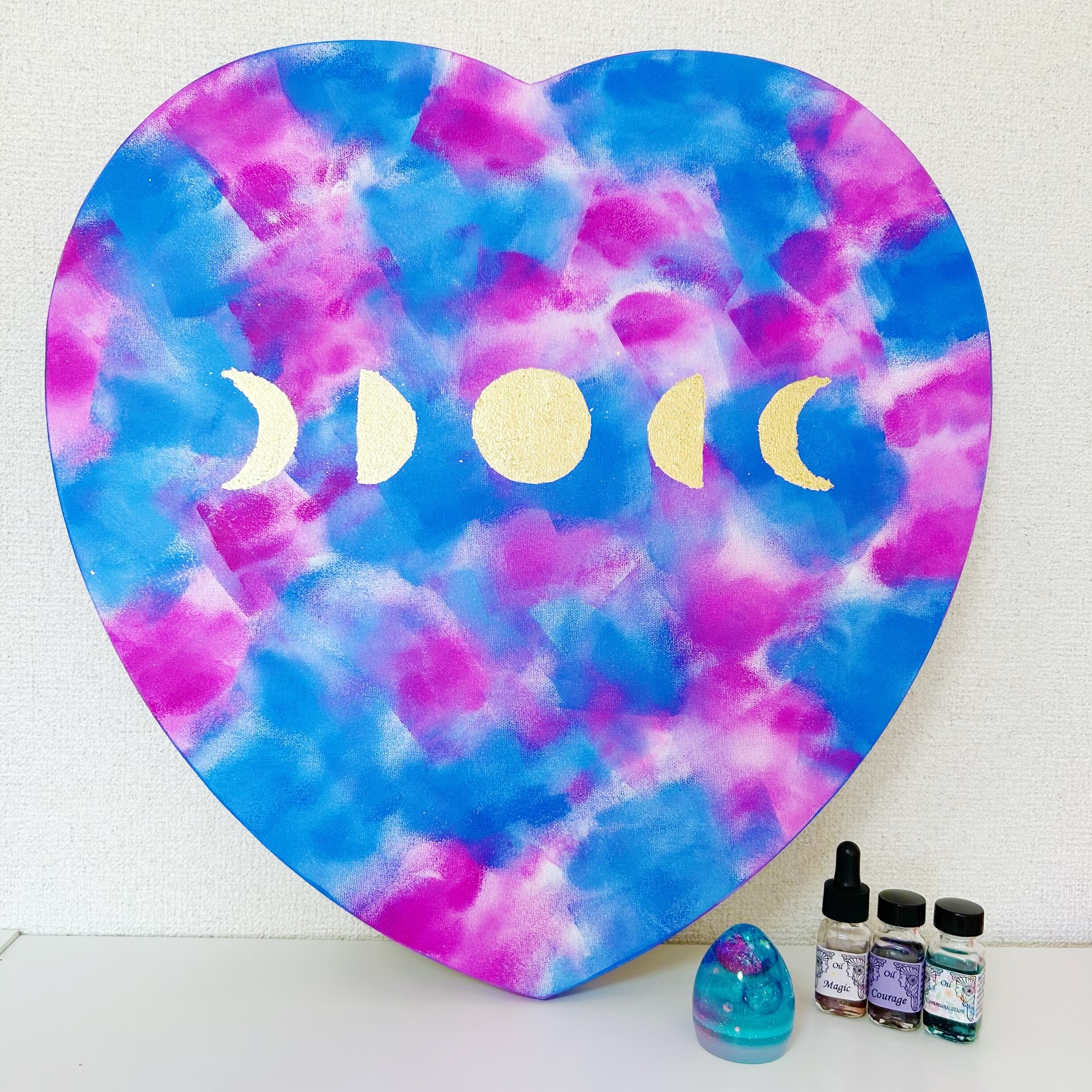 月の満ち欠けハートアート