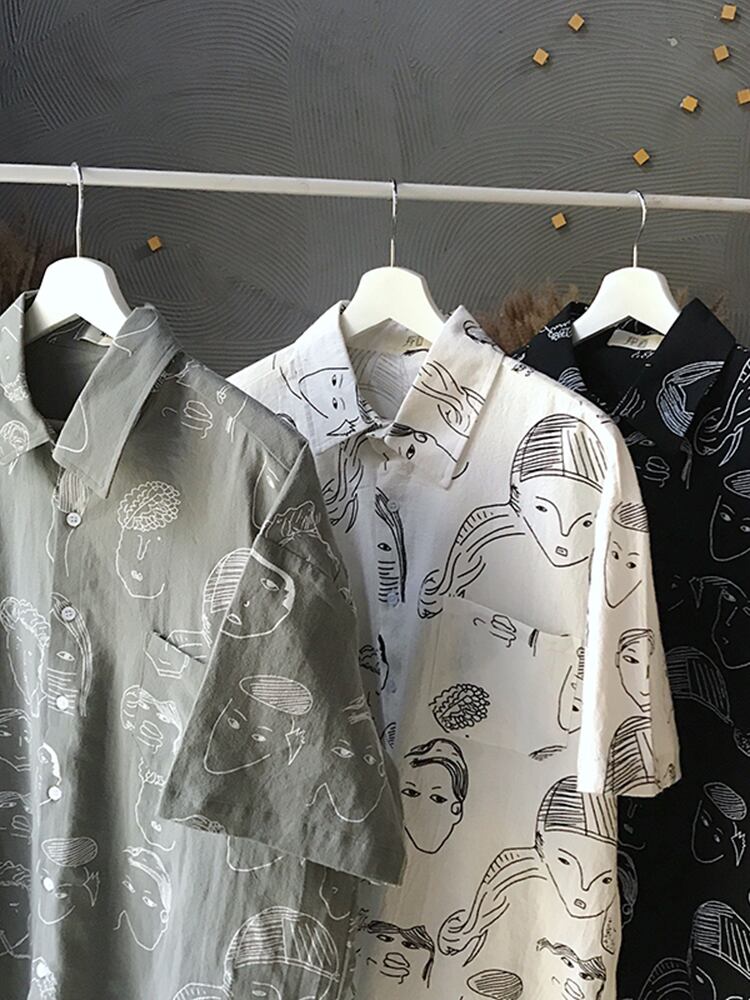 全3色 シャツ トップス 総柄 カジュアル 半袖 おしゃれ シンプル