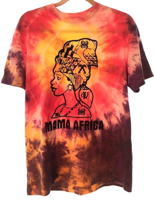 ガーナの手染めTシャツ【L】　MAMA AFRICA-①