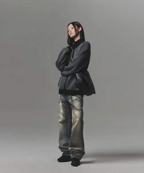 ☆Stray Kids リノ 着用！！【NOT4NERD】444 Logo Two Tone Rib Knit