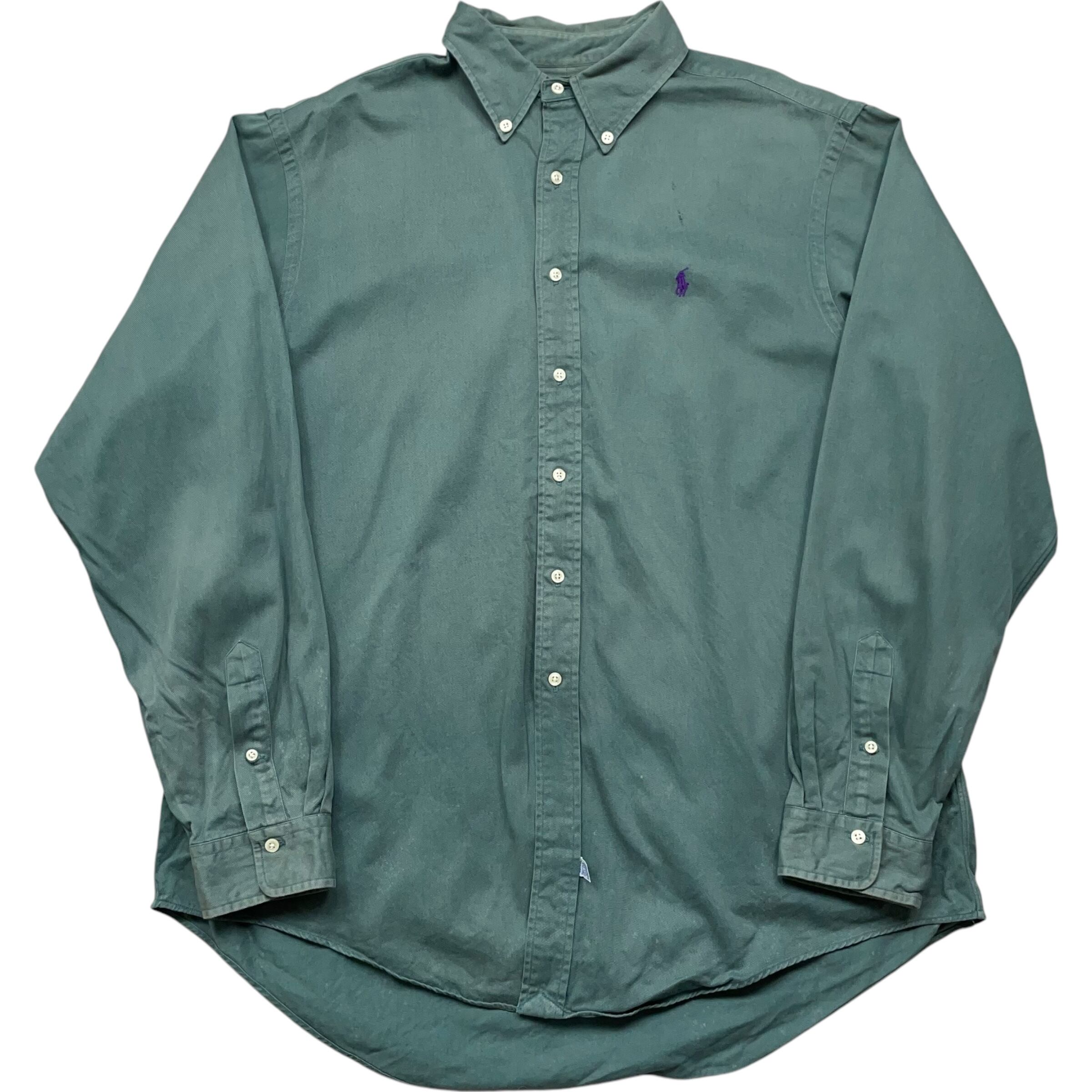 《XXL》 Ralph Lauren ラルフローレン ボタンダウンシャツ 長袖シャツ モスグリーン no.5073