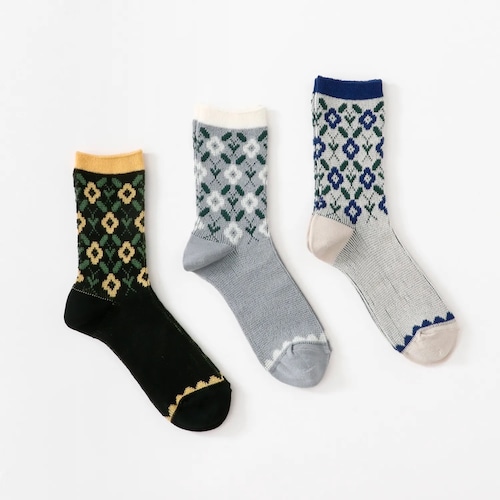 french bull(フレンチブル) / 26121 リエルソックス  / ダークイエロー・オフホワイト・ブルー / 23cm～25cm