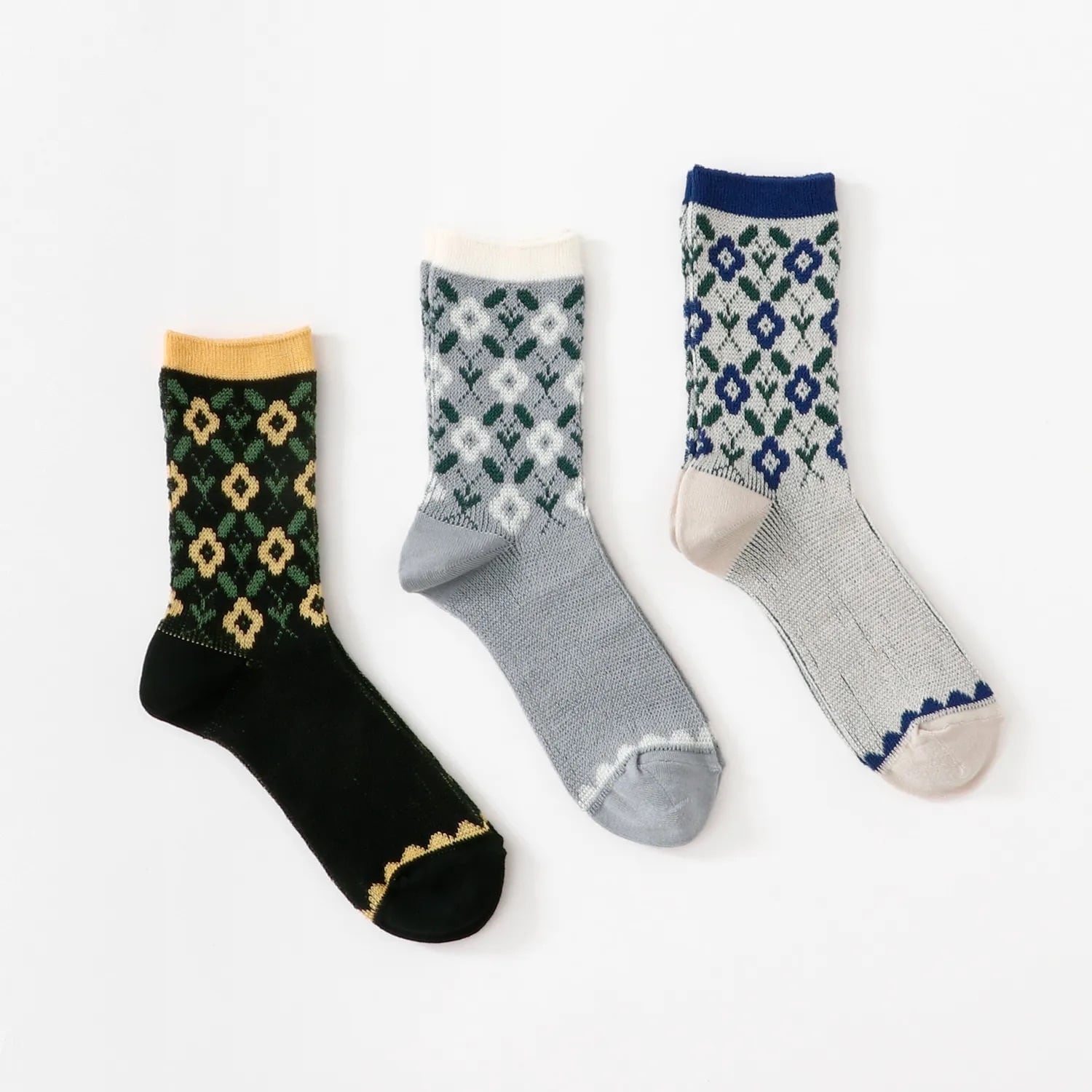 french bull(フレンチブル) / 26121 リエルソックス / ダークイエロー・オフホワイト・ブルー / 23cm~25cm