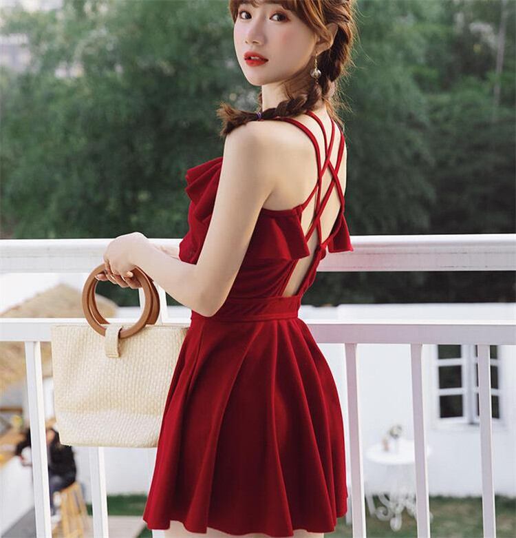 さらりと着られてシーズンムード満点 水着 コンビネゾン 保守的 温泉 韓国 INS風 お腹を覆う スリム