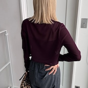 crew neck tulle sheer short tops/burgundy
