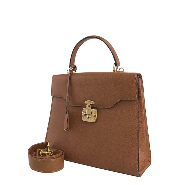 GUCCI グッチ レディロック ハンドバッグ 2WAY ブラウン レザー vintage ヴィンテージ オールド 66xz7z