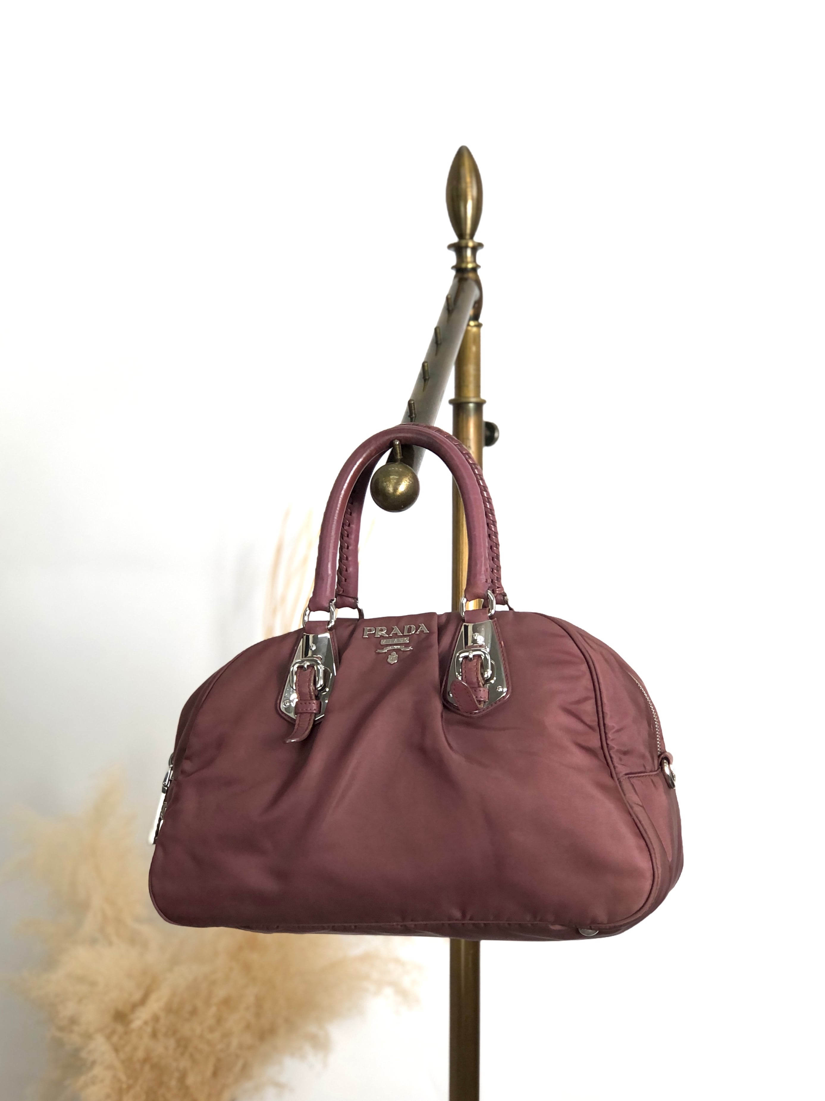 PRADA プラダ ハンドバッグ ブラウン ロゴ ナイロン ボストンバッグ