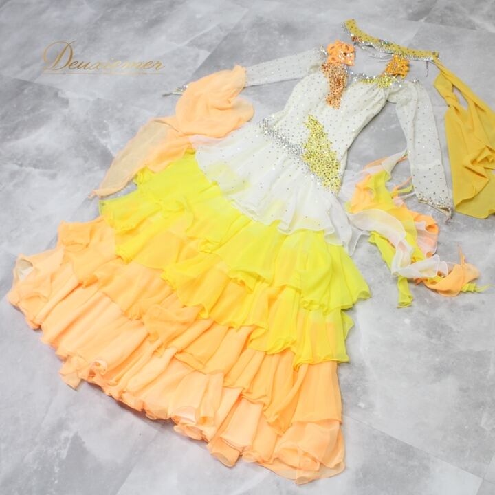 社交ダンスドレス 黄色と可愛いピンク 社交ダンスドレス 黄色と可愛いピンク