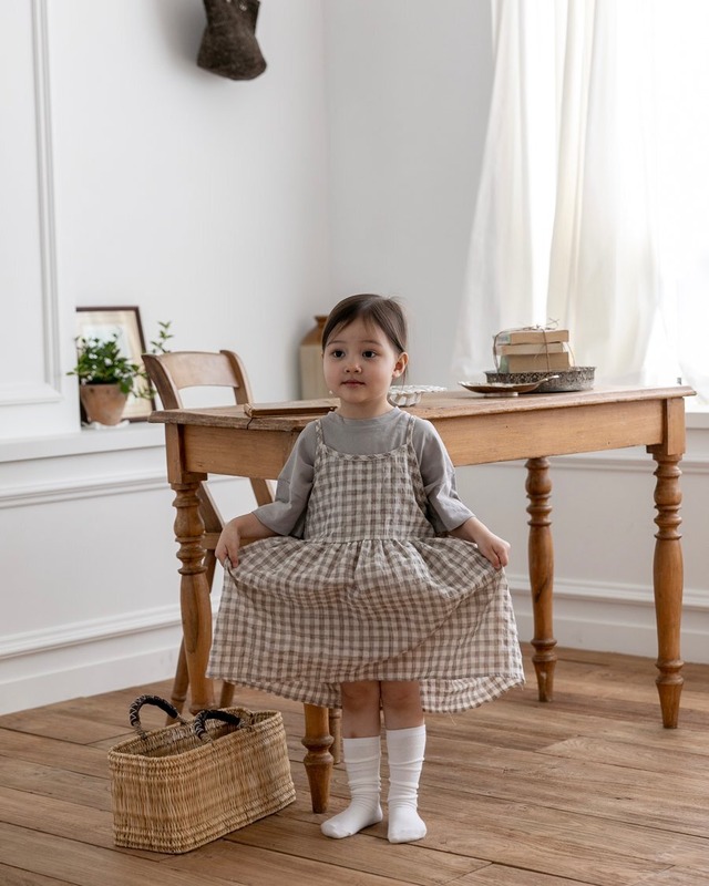 〘予約〙oatmeal / Molly check dress