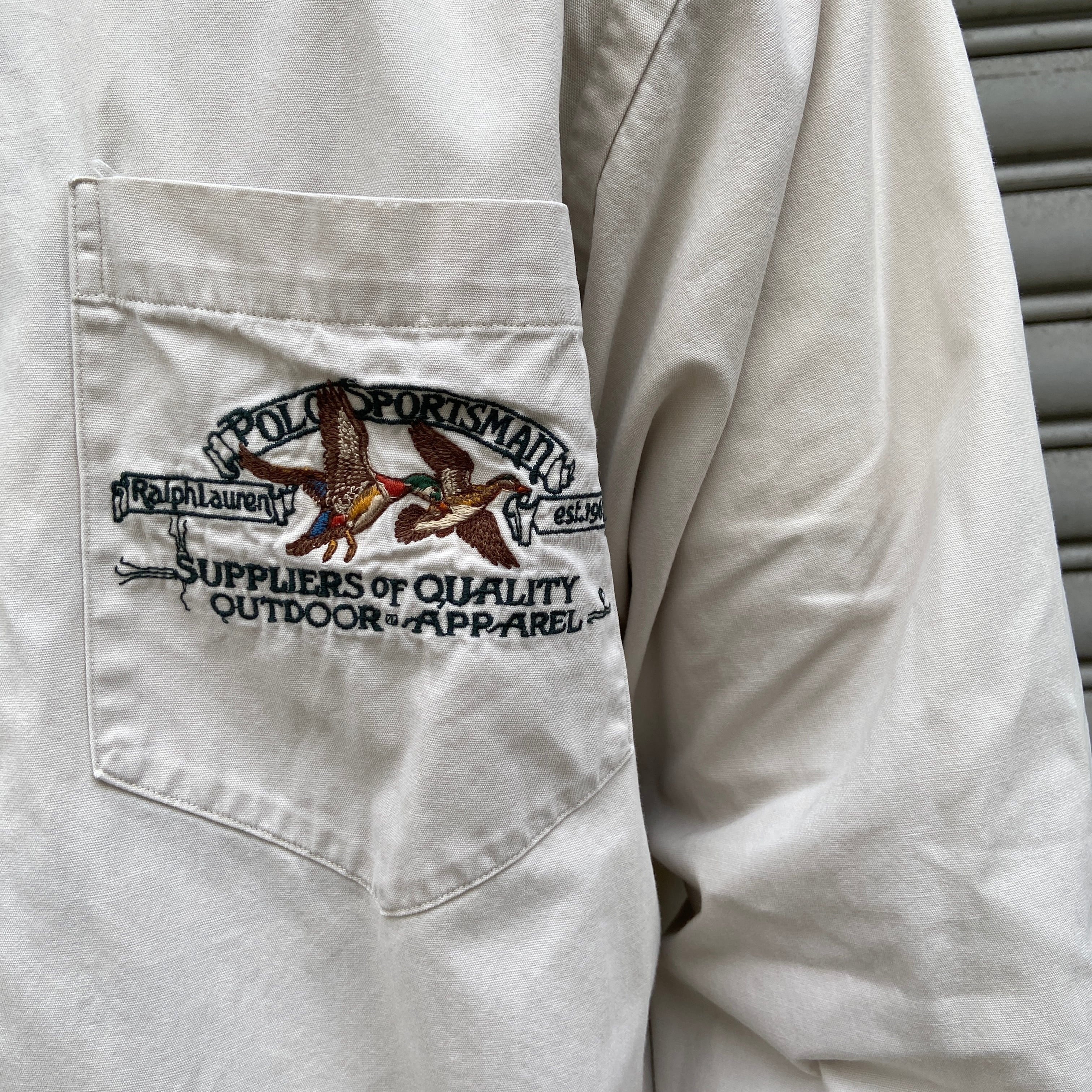 90s RalphLauren ポロスポーツマン カモ刺繍長袖シャツ M 鴨 | 古着屋 Uan