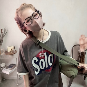 logo print linger tee【Charcoal】